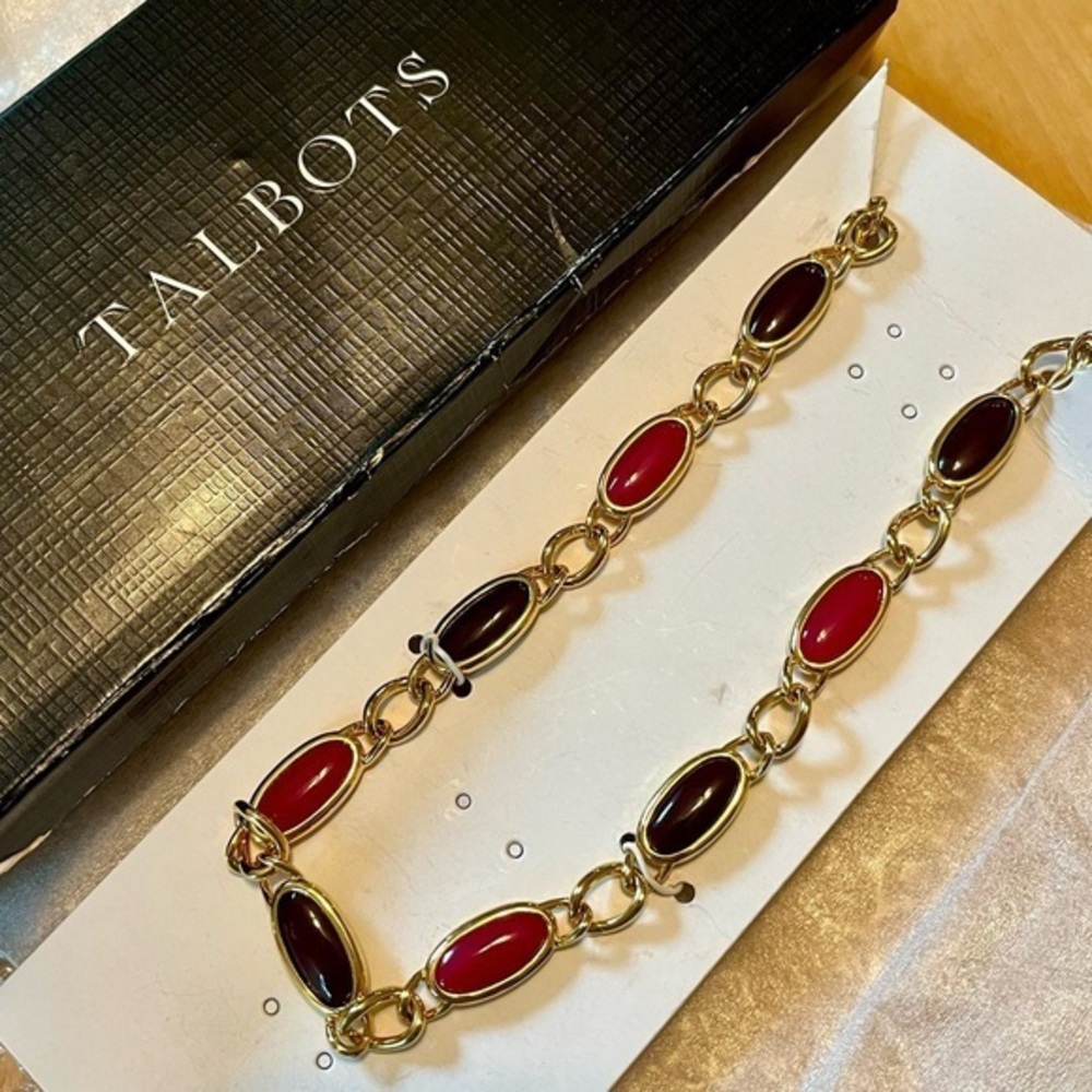 NWT Talbots Purple and Pink Gold Tone Chain Necklace